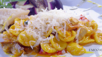 Emozione Sardegna, orecchiette con funghi, melanzane e saglie di pecorino - Ristorante da Cesare a Cagliari